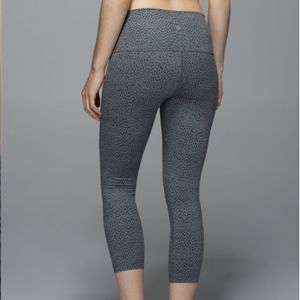 Lululemon Wunder Under Crop II *Full-On Luon (Roll Down)Dottie Dash Slate Blk